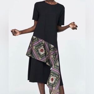 Zara Boho Midi Dress with Decorative Scarf Feature